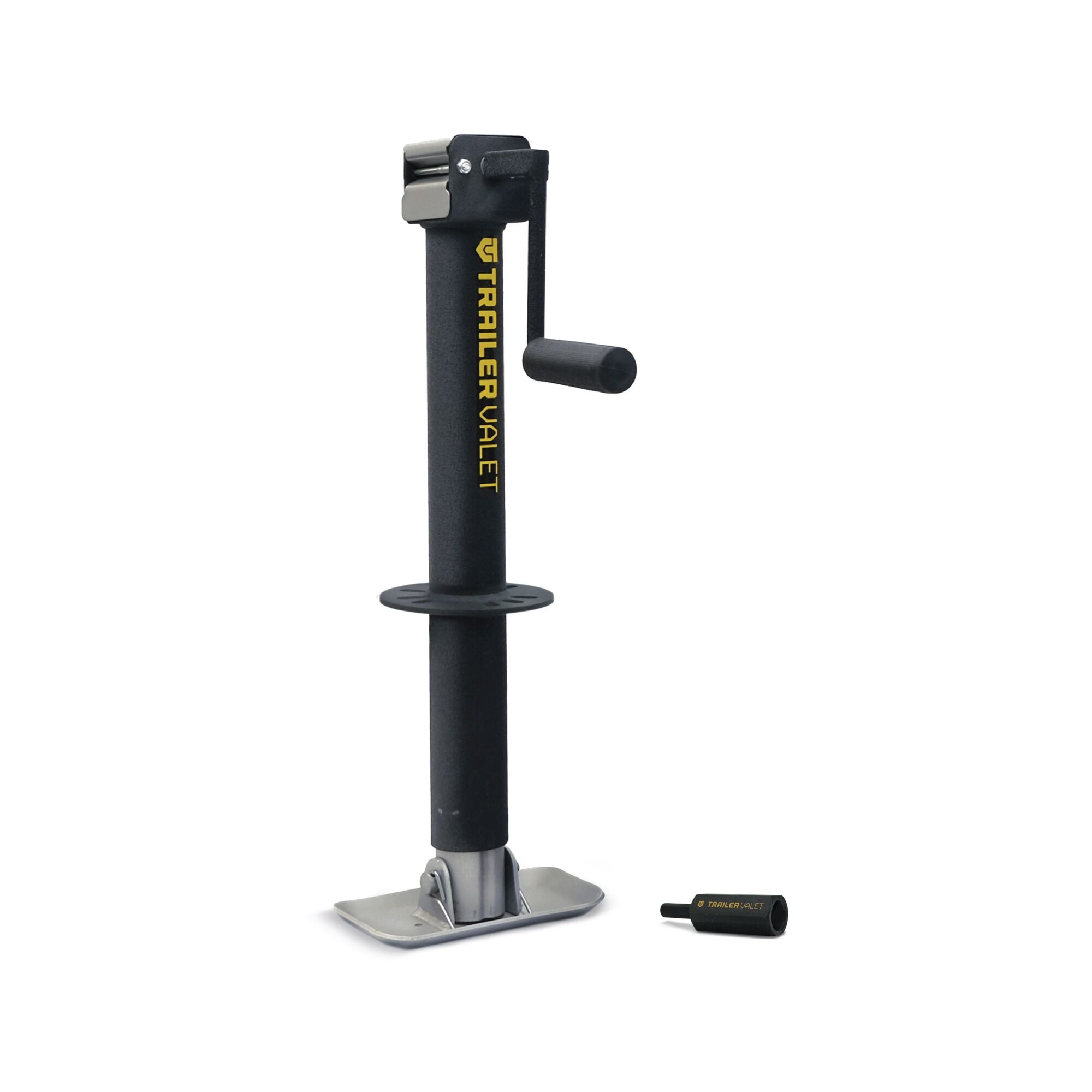 Trailer Valet Center-Mount Drill-Powered Jack - 5,000 lbs Static Capacity, 1,600 lbs Manual Lift / 800 lbs Drill Lift, 14in. Travel, Includes Footplate and Drill Attachment, Model# TVJX5-C